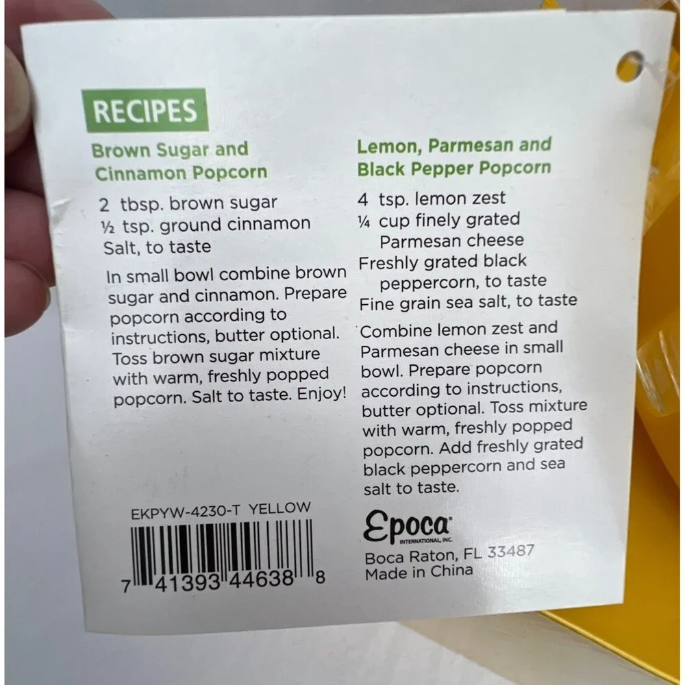 Ecolution Micro-Pop Popcorn Popper 3Qt Yellow GLASS Microwave BPA Free
